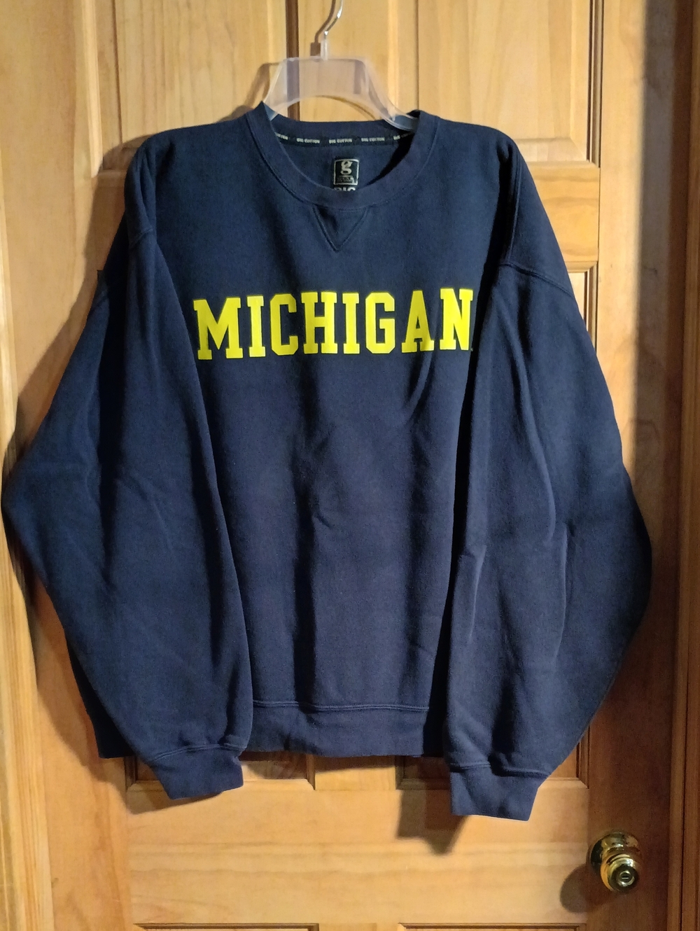 Vintage Navy Crewneck Sweatshirt with Yellow "MICHIGAN" Lettering